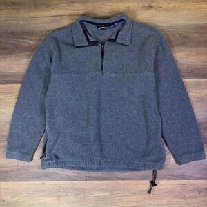 Eddie Bauer EBTek Quarter Zip Fleece Pullover Men's L Gray Vintage